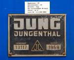 Fabrikschild der Jung 13117:  Die Jung R 42 C Werkslok Nr.