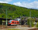   Der Alstom Coradia LINT 41 - 648 204 / 648 704 der DreiLänderBahn (DB Regio NRW) als RB 95  Sieg-Dill-Bahn  (Dillenburg-Siegen-Au/Sieg) fährt gerade (am 16.05.2014) vom Gleis 106 im