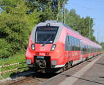 442 844 als S1(Warnemünde-Rostock)bei der Einfahrt in Rostock-Bramow.18.05.2024