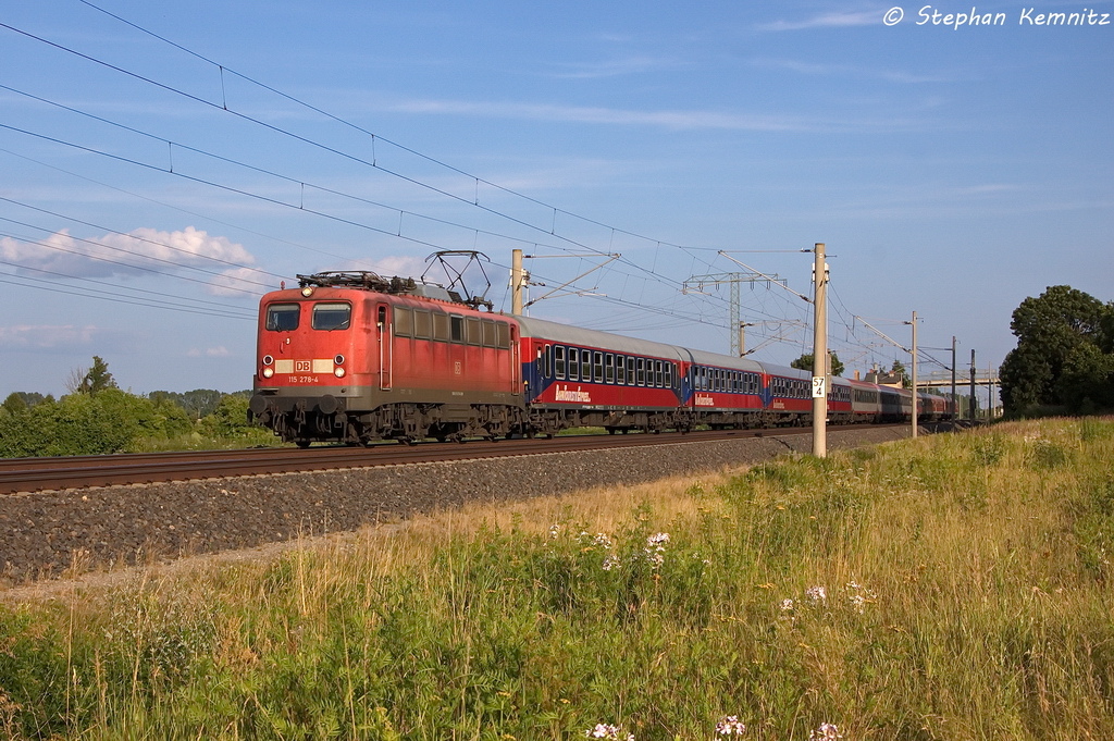 115 278-4 mit dem DPN 2681  Kreuzfahrer  von Berlin-Lichtenberg nach Warnem�nde in Vietznitz. 18.07.2013