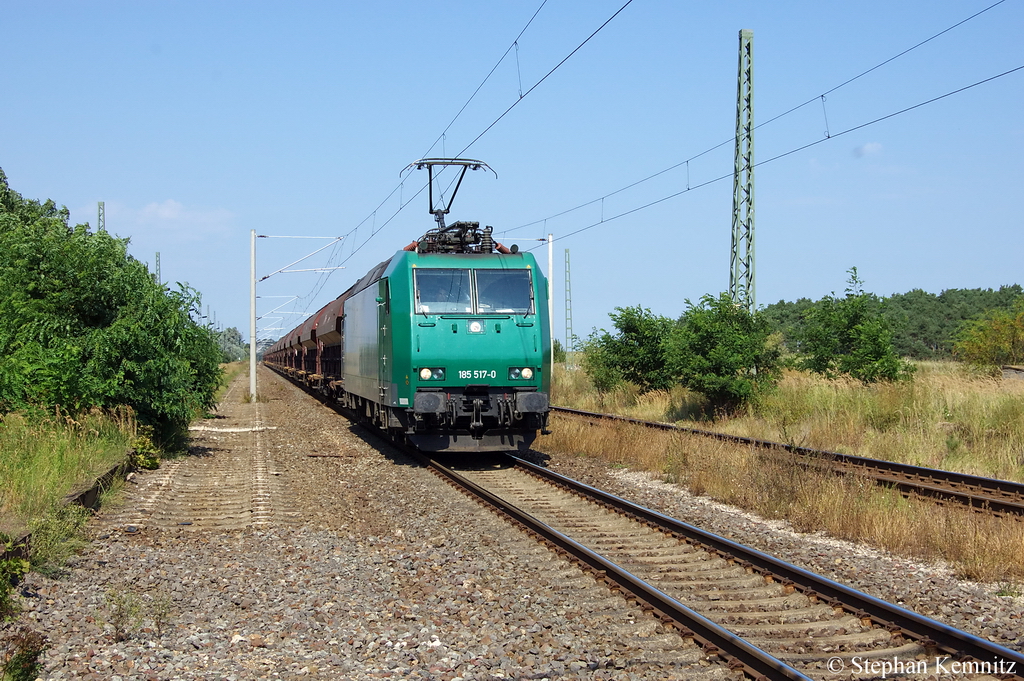 185 517-0 Captrain Deutschland GmbH mit CD-Cargo Getreidewagen in Demker Richtung Magdeburg unterwegs. Netten Gro� zur�ck! 26.08.2011