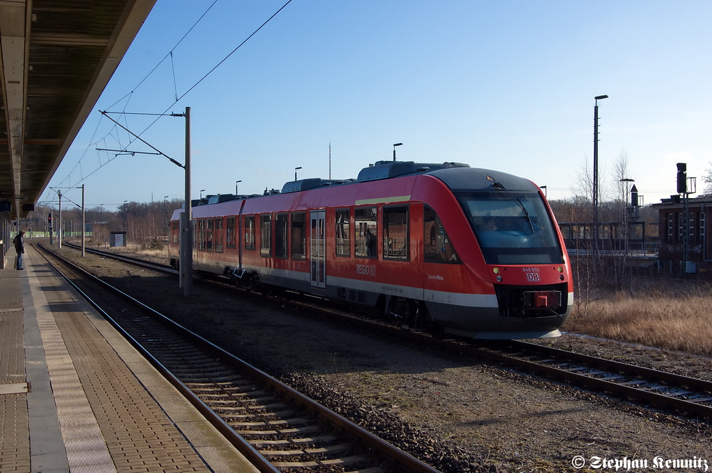 648 103/603  SauerlandNetz  stand in Rathenow und fuhr dann wieder zur�ck nach Stendal zum RAW Stendal. 20.02.2012