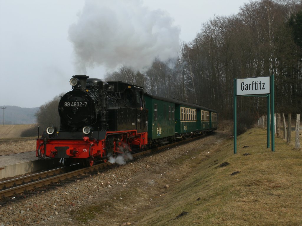 99 4802 kam am 12.Mrz 2011 von Ghren durch Garftitz ohne Halt gefahren.