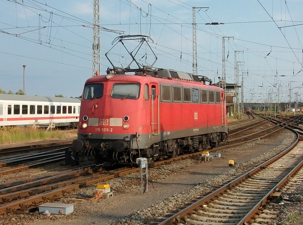 Am Abend vom 31.Juli 2010 �bernahm 115 509 von 101 095 in Stralsund den EC 378 aus Wien um ihn weiter nach Binz zubringen.