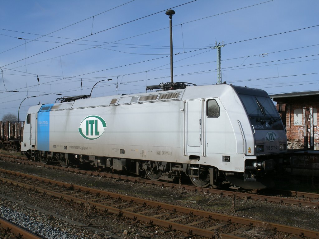 Besuch von ITL 185 677-2 die am Morgen,vom 25.Februar 2012,abgeb�gelt in Bergen/R�gen stand.