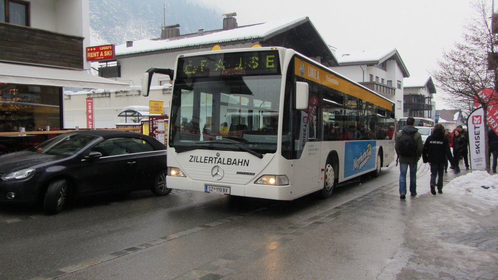 Citaro beim Pausemachen am 28.1.2012 in Mayrhofen.