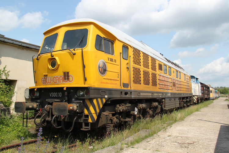 EBW-Cargo V300.10 abgestellt im Bahnwerk Neustrelitz(Netinera Werke GmbH)Aufgenommen am 17.06.2011