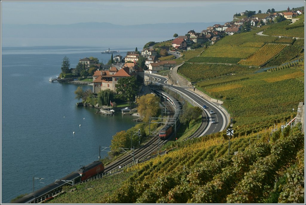 Ein Blick von oberhalb von St-Saphorin Richtung Rivaz. 
20.10.2012