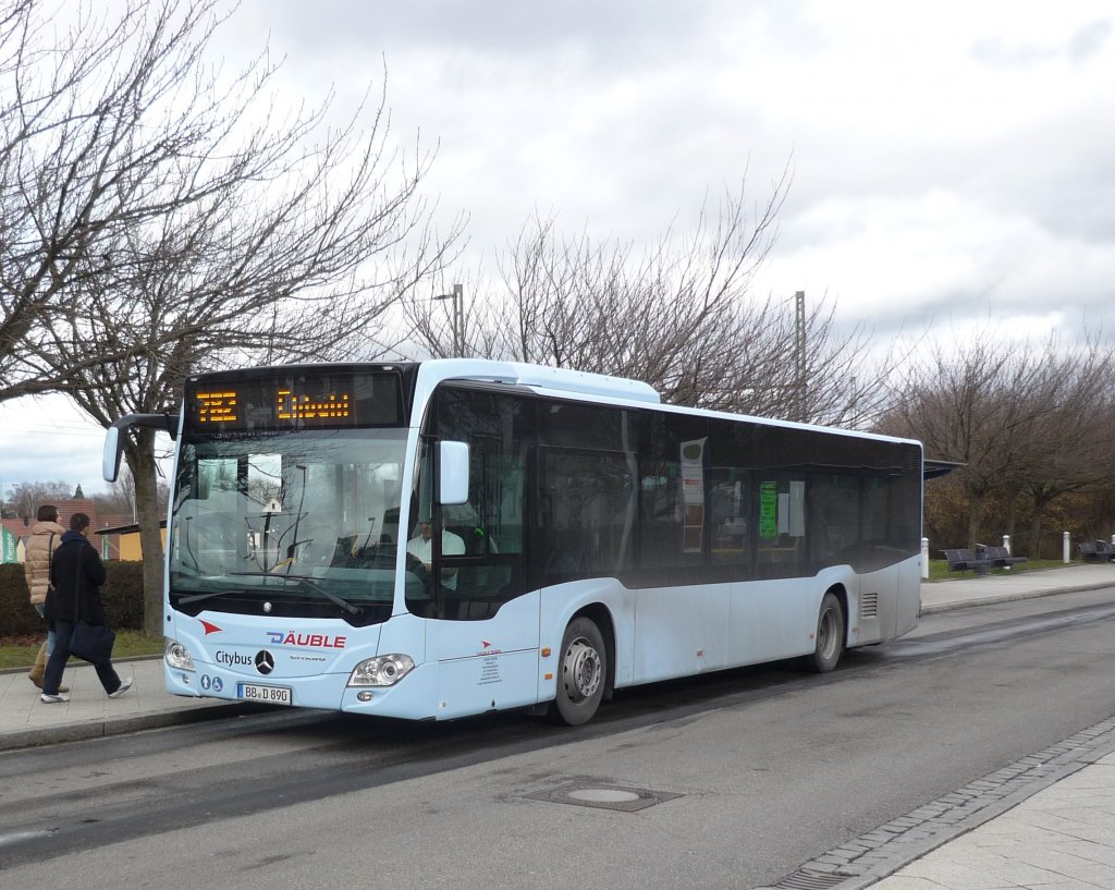 Ein MB-Citaro C2 der Fa. D�uble aus Deckenpfronn am ZOB in Herrenberg.