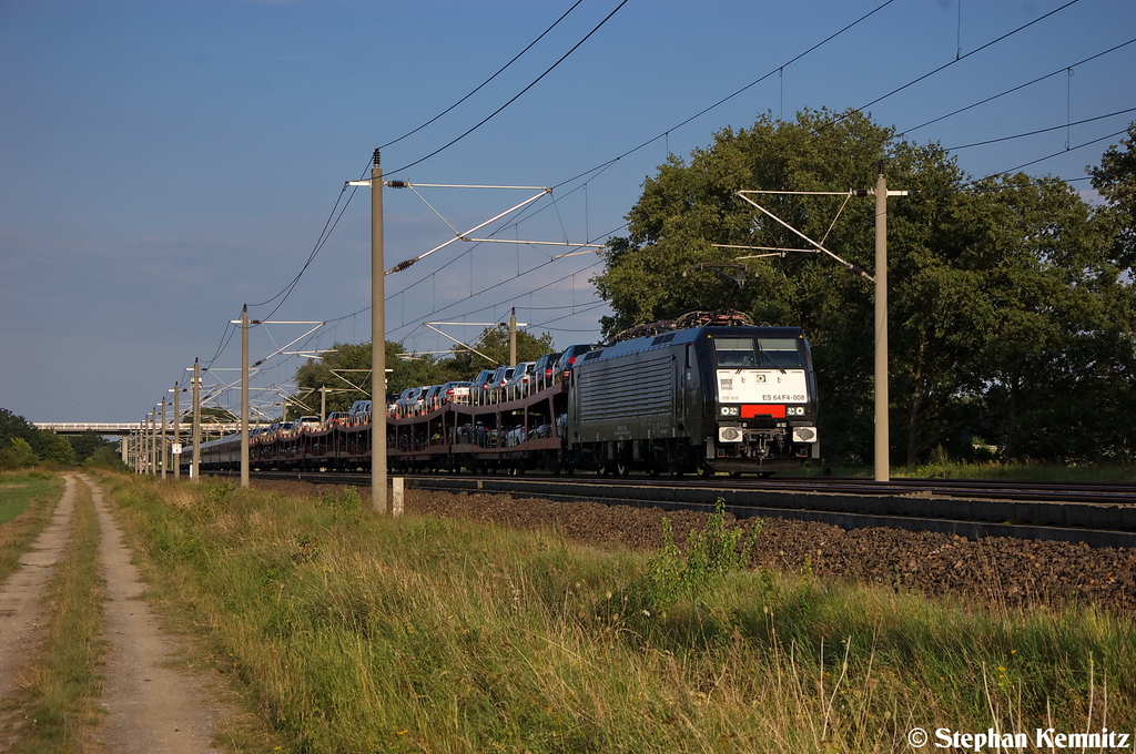 ES 64 F4 - 008 (189 908-7) MRCE Dispolok GmbH f�r DB Autozug GmbH mit dem AZ 13307 von Berlin-Lichtenberg nach Trieste C.le bei Rathenow. 29.08.2012