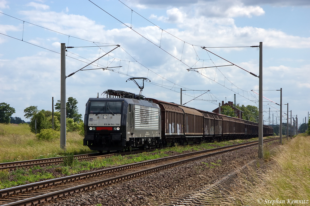 ES 64 F4 - 150 (189 150-6) MRCE Dispolok GmbH f�r TXL - TX Logistik AG mit einem G�terzug in Demker und fuhr in Richtung Stendal weiter. 09.06.2012