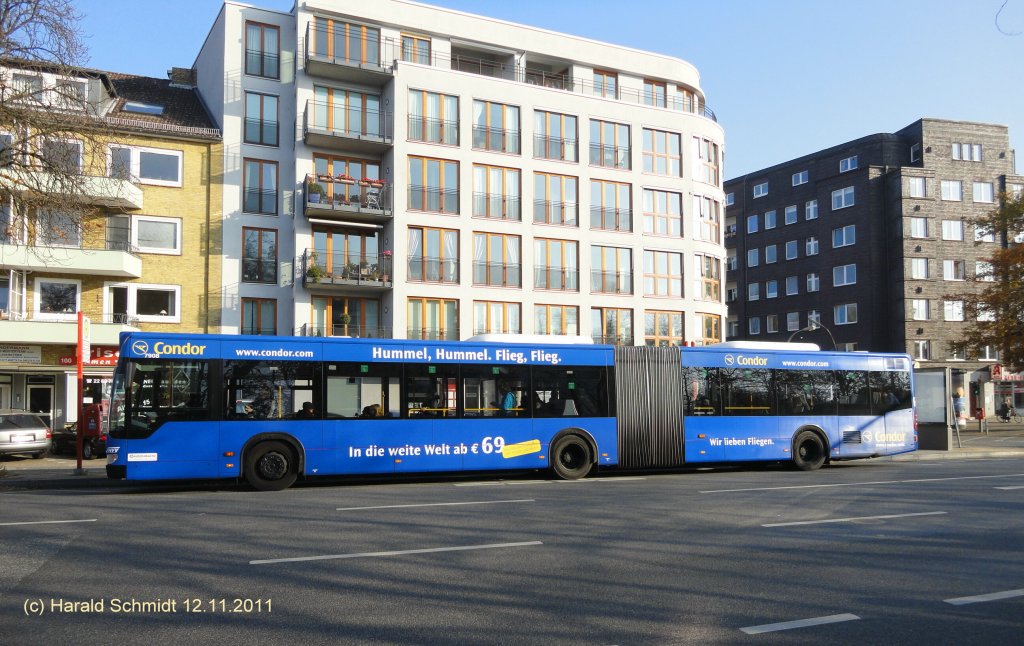 HHA 7908 am 12.11.2011 auf der Metrobus-Linie 6 an der Haltestelle M�hlenkamp / MB O530 II (Citaro Facelift),
