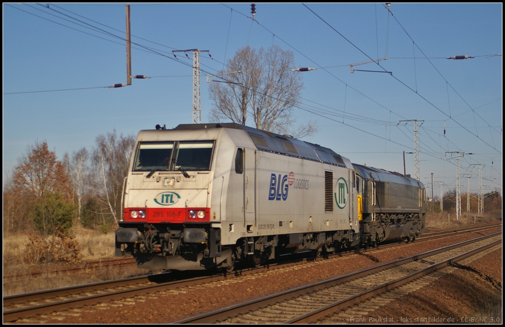 ITL 285 108  BLG Logistics  und kalt CB 1001 am 05.03.2013 in der Berliner Wuhlheide