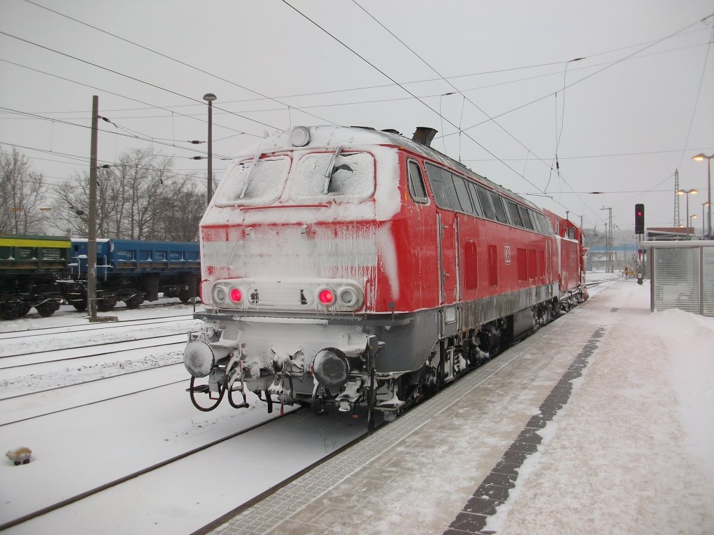 Karlsruher 218 139-4 von DB Fahrwegdienste verschlug es am 02.Dezember 2010 mit einem Schneepflug nach R�gen.
