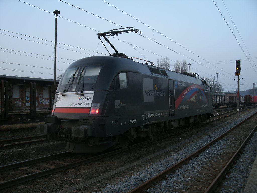 Mit 60km/h Ausfahrgeschwindigkeit verlie� der EGP Taurus,am 16.M�rz 2012,Bergen/R�gen.