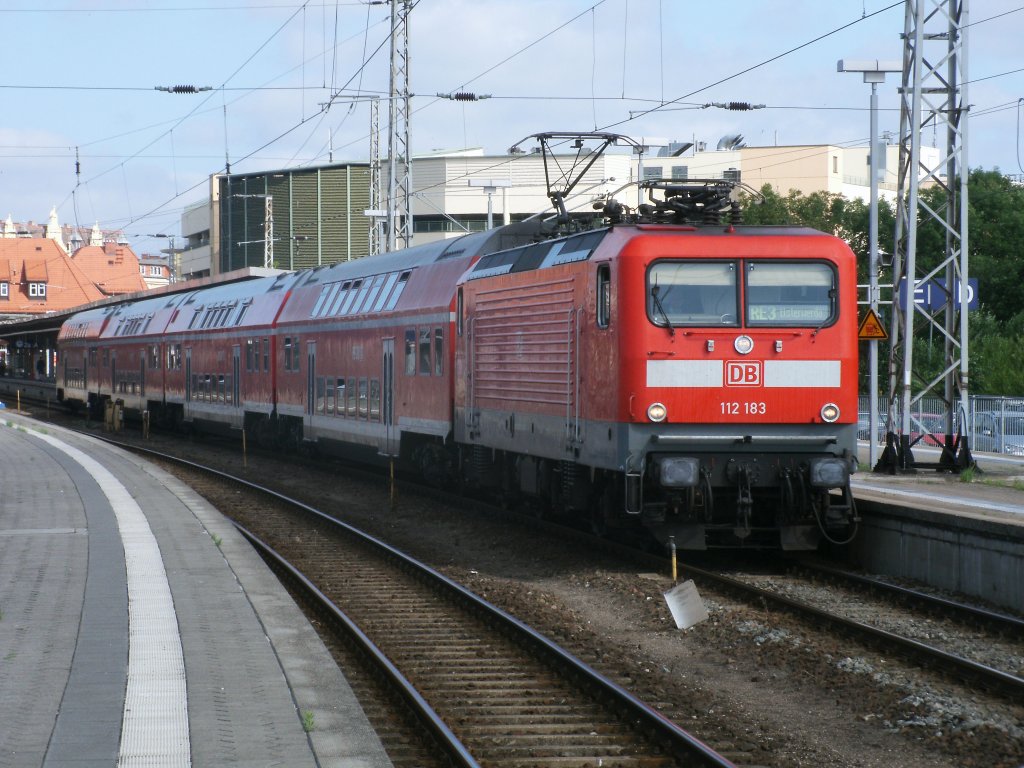 Mit dem RE 18311 ging es f�r 112 183,am 16.Juli 2011,von Stralsund zur�ck nach Elsterwerda.