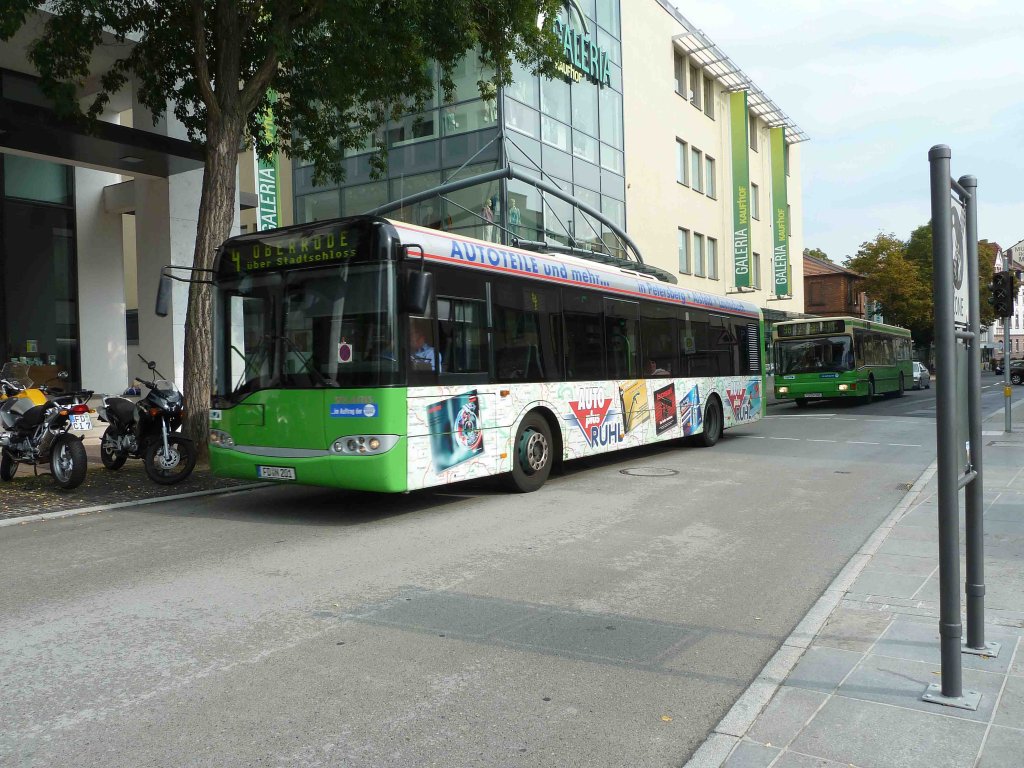 Stadtbus der �WAG AG unterwegs im Stadtgebiet von Fulda, September 2012