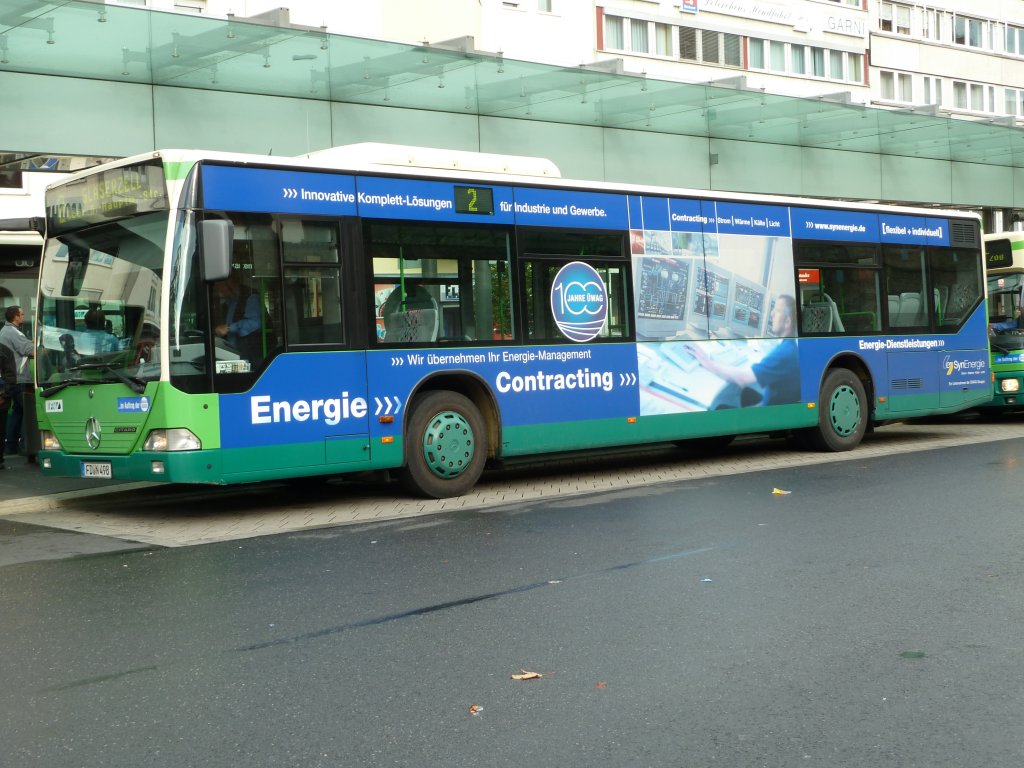 Stadtbus der �WAG - als Werbetr�ger in eigener Sache: 100 Jahre Energieversorger �WAG - unterwegs in Fulda im September 2012