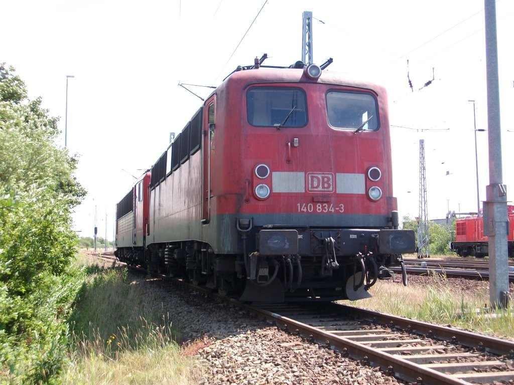 Wieder einmal stand eine 140er den ganzen Tag in Mukran.Diesmal war es 140 834 die am 06.Juli 2010 in Mukran und bis zum Morgen des n�chsten Tages dort stand.