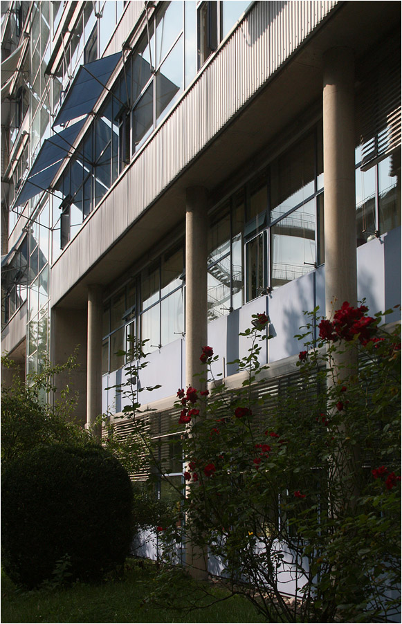 . Herbert-Keller-Haus in Stuttgart-Nord -

An der Südfassade tritt ein Teil der Fassade hinter die tragende Stützen zurück.

September 2014 (Matthias)