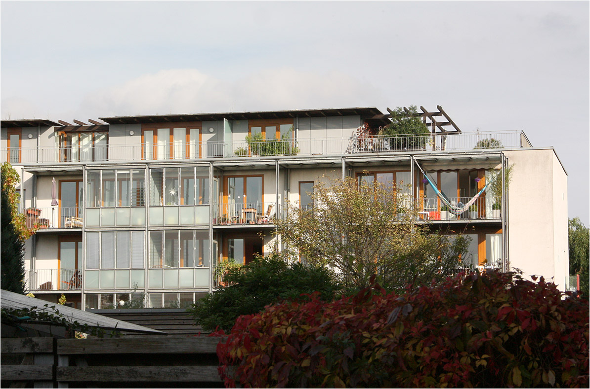 . Wohnen am Innenhafen in Duisburg -

Ein Blick auf die dem Gartenhof zugewandte Seite der östlichen Wohnzeile.

Oktober 2014 (Matthias)