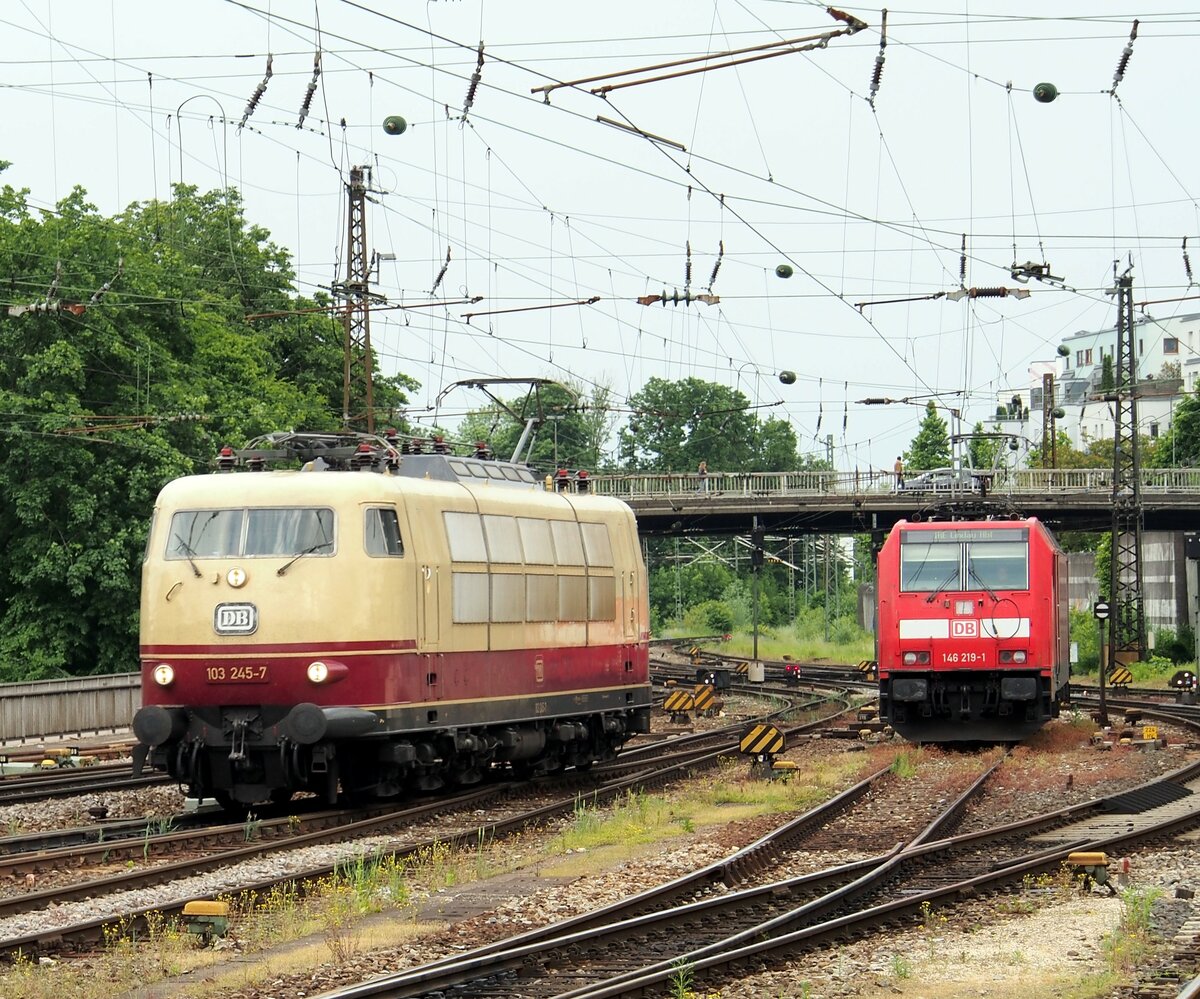 103 245-7 und 146 219-1 in Ulm am 26.05.2015.