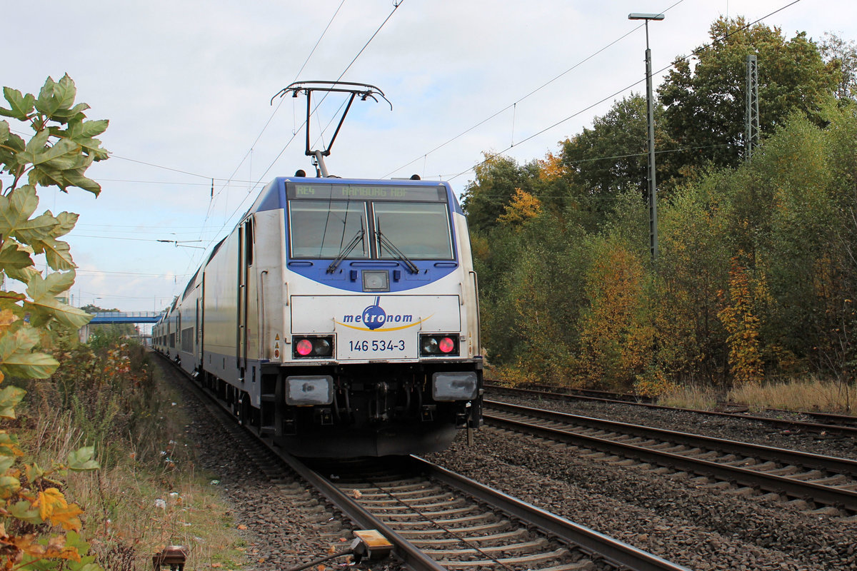 146 534-3 verläßt den Tostedter Bahnhof. Datum: 24.10.2020