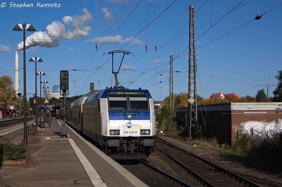 146 542-6 metronom Eisenbahngesellschaft mbH auf einer Leerfahrt in Uelzen und fuhr sp�ter mit dem metronom (ME 82124) von Uelzen nach Hamburg Hbf. 18.10.2013