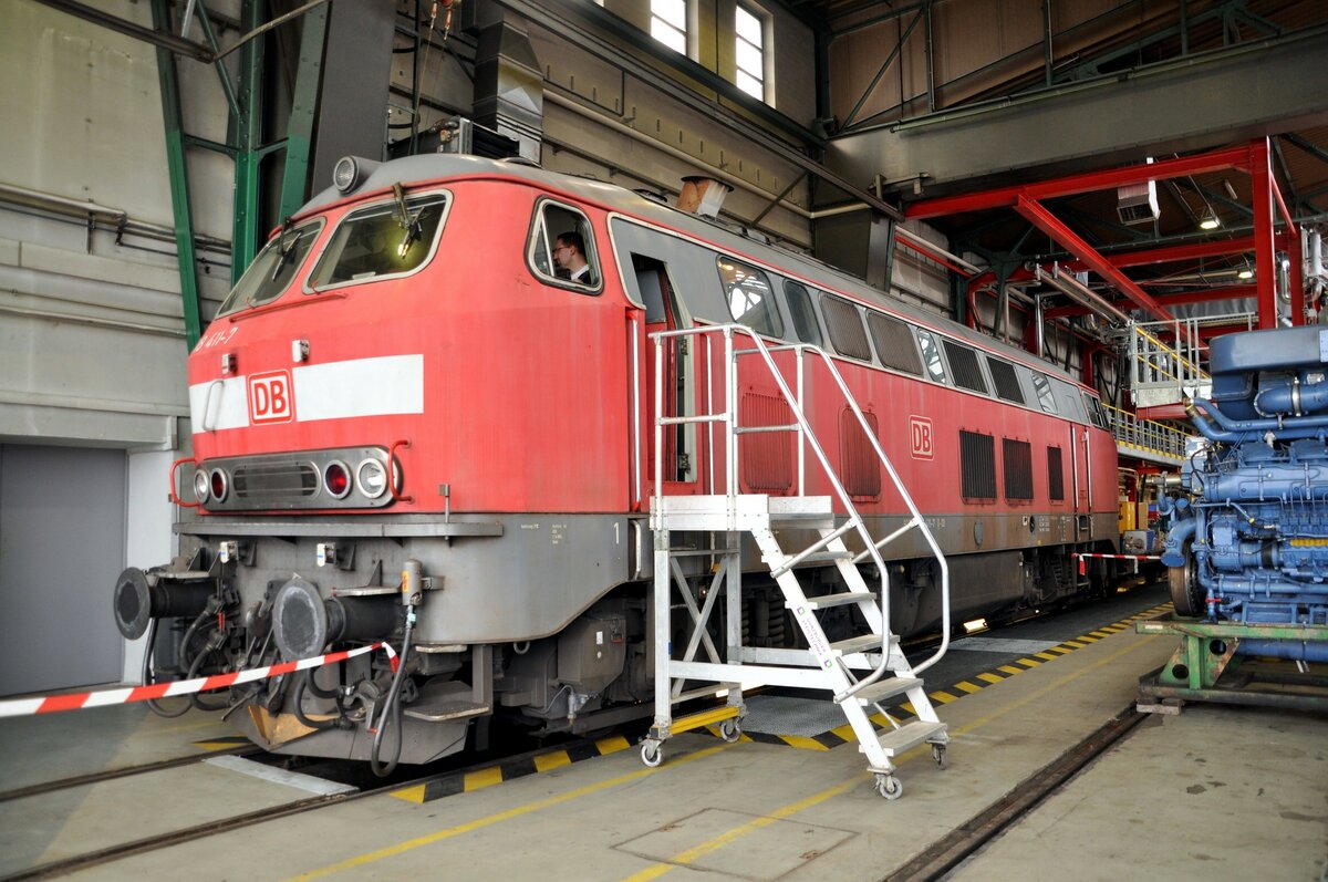 218 411-7 im Bw Kempten am Tag der offenen Tür am 22.04.2023. Nur wenige Tage später nach der Sichtung bei Illertissen.
