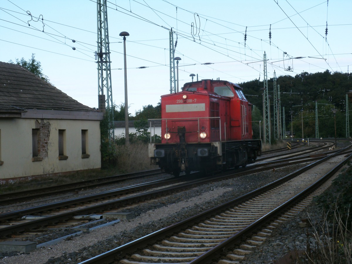 298 318-7 als Lz Mukran-Stralsund,am 27.September 2013,bei der Einfahrt in Bergen/R�gen.