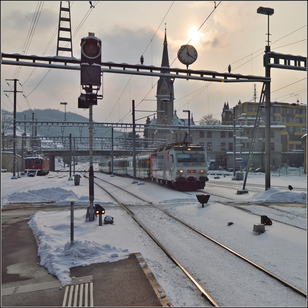 456 095 im Anflug auf St.Gallen. Februar 2013.