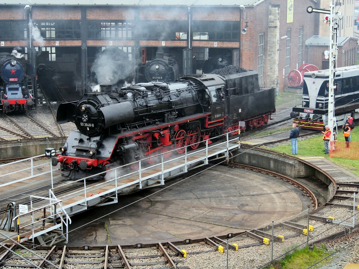 50 3648-8 auf Drehscheibe im Bw Dresden Altstadt beim 8.Dampfloktreffen in Dresden am 15.04.2016.