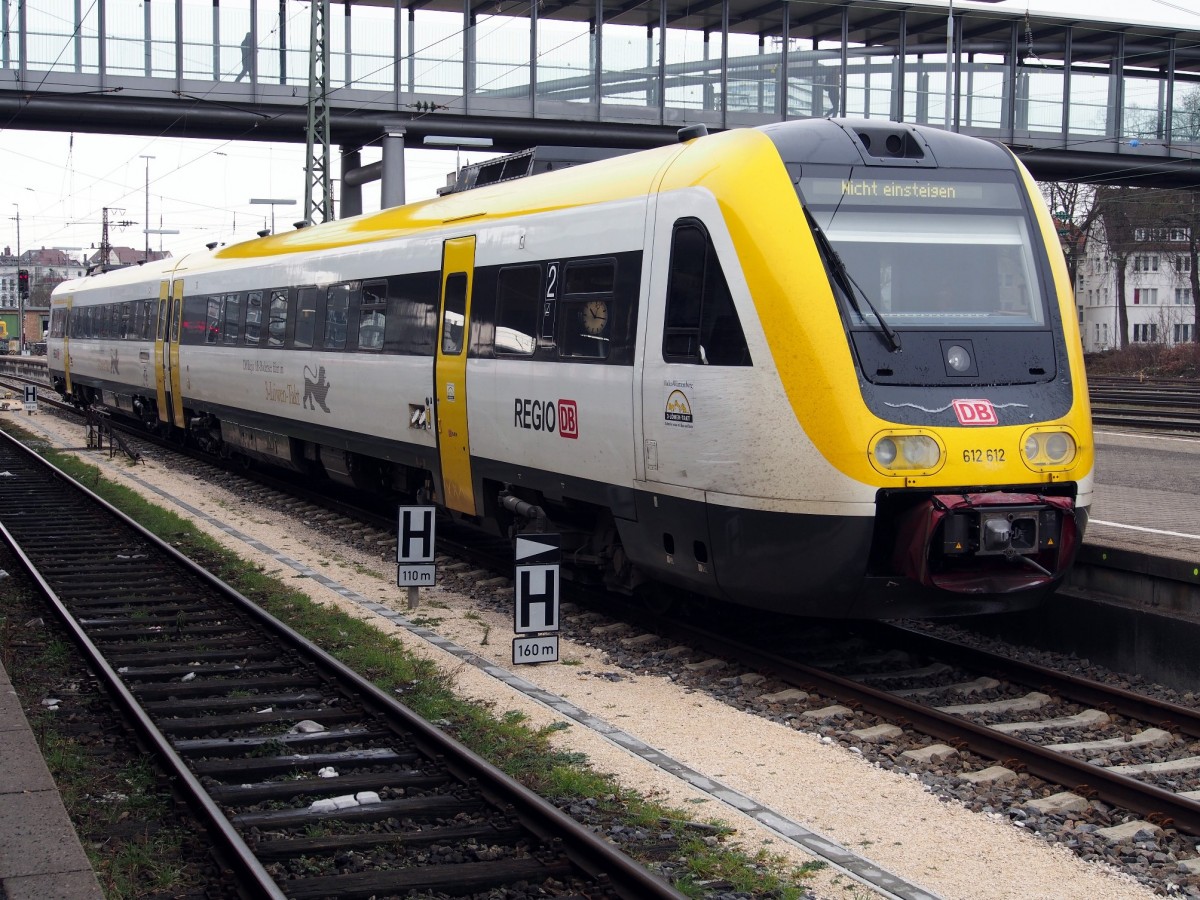 612 612 trägt die Farben von Baden-Württemberg DB Regio Alb-Bodensee in Ulm am 26.01.2015.