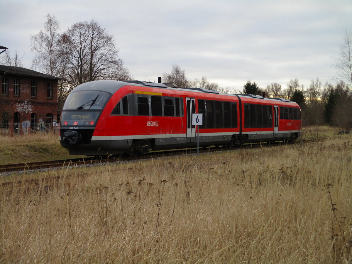 642 540 verlie� Barth,am 28.Dezember 2019,Richtung Velgast.