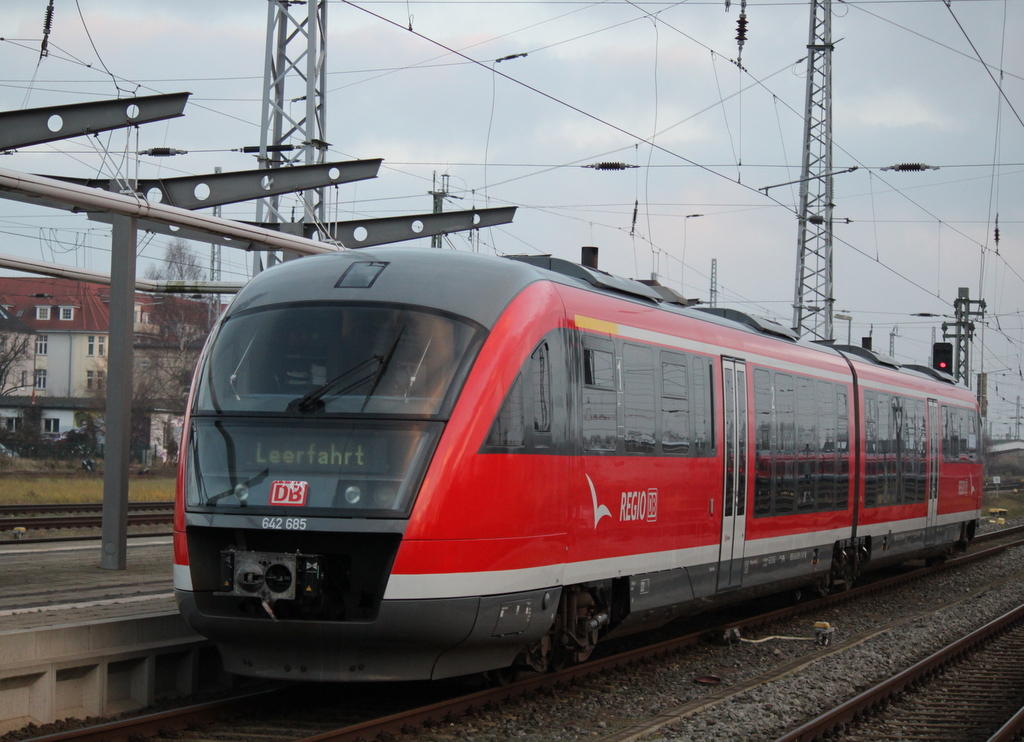 642 685-1 stand am 14.12.2014 als Leerfahrt im Rostocker Hbf.