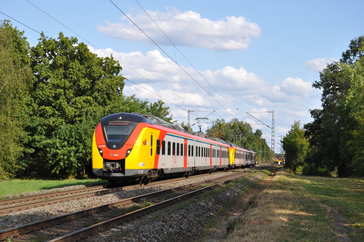 Am 31.07.2019 war 1440 350 als RB58 nach Frankfurt Süd unterwegs und konnte dabei bei der Ausfahrt aus Hanau West festgehalten werden. 