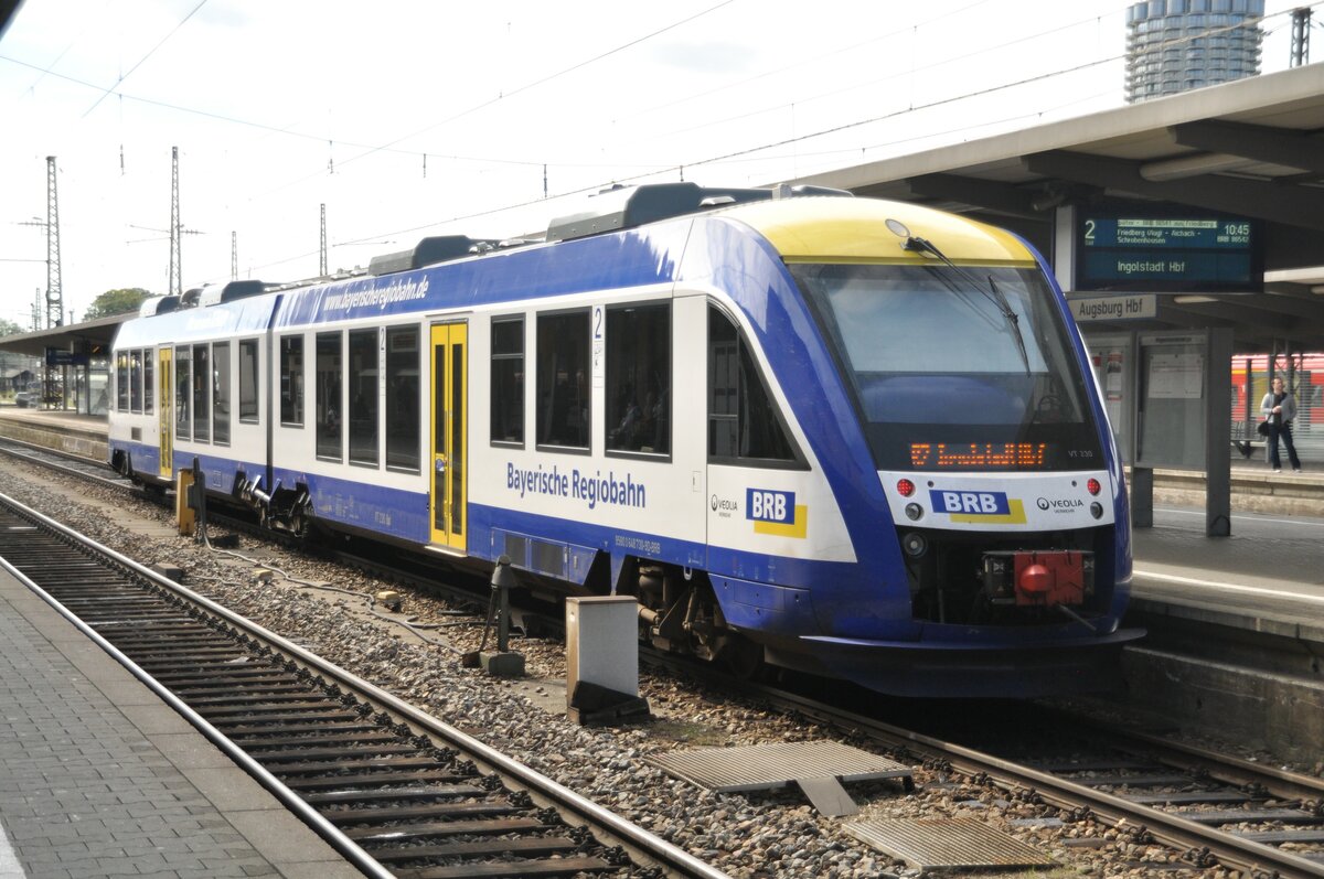 Bayerische Regiobahn BRB 648 730-6  VT 230  95 80 0 648 730-9 D-BRB in Augsburg am 25.08.2010.
