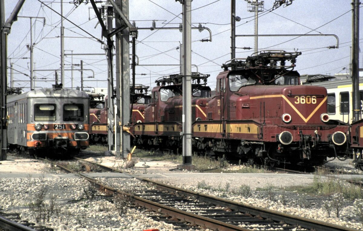 CFL Triebwagen 251 und 3606 und weitere in Luxemburg im September 1992.