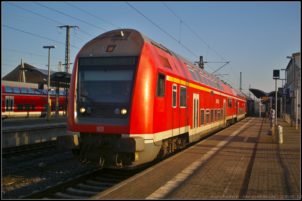 D-DB 50 80 86-03 148-3 DABbuzfa 778.0 ist ein Steuerwagen der DR und 1992 in Wittenberge umgebaut wurde. Hier fährt er am 22.02.2014 als RB nach Leipzig Hbf