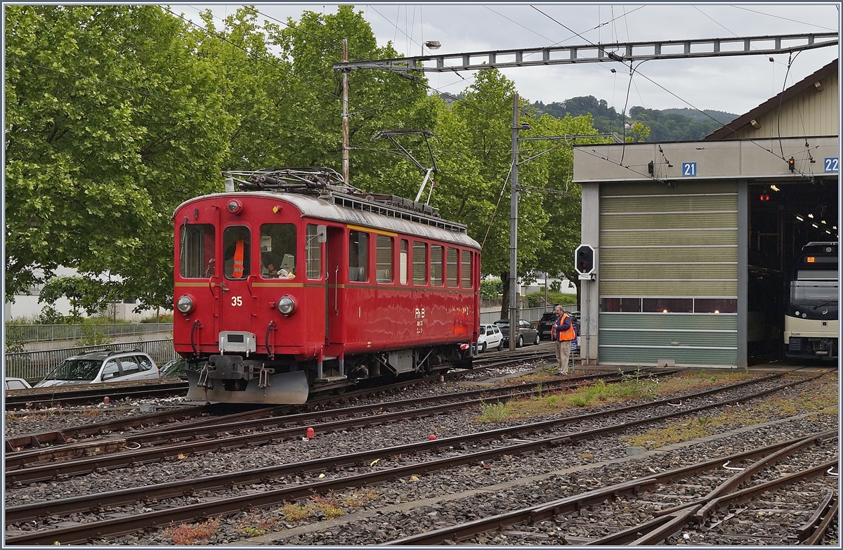 Der RhB ABe 4/4 I 35 der Blonay Chamby Bahn in Vevey.
28. Mai 2018