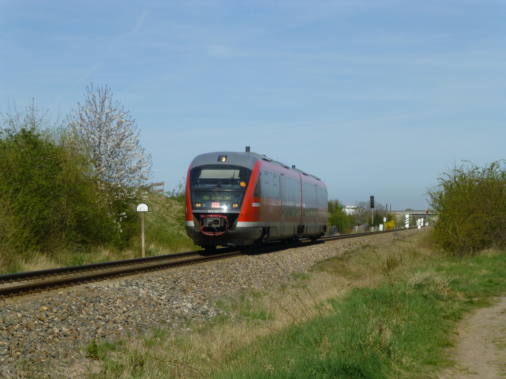 Desiro Nr. 147 an der Bahnhofsgrenze von Erfurt Gispersleben, 21.5.14