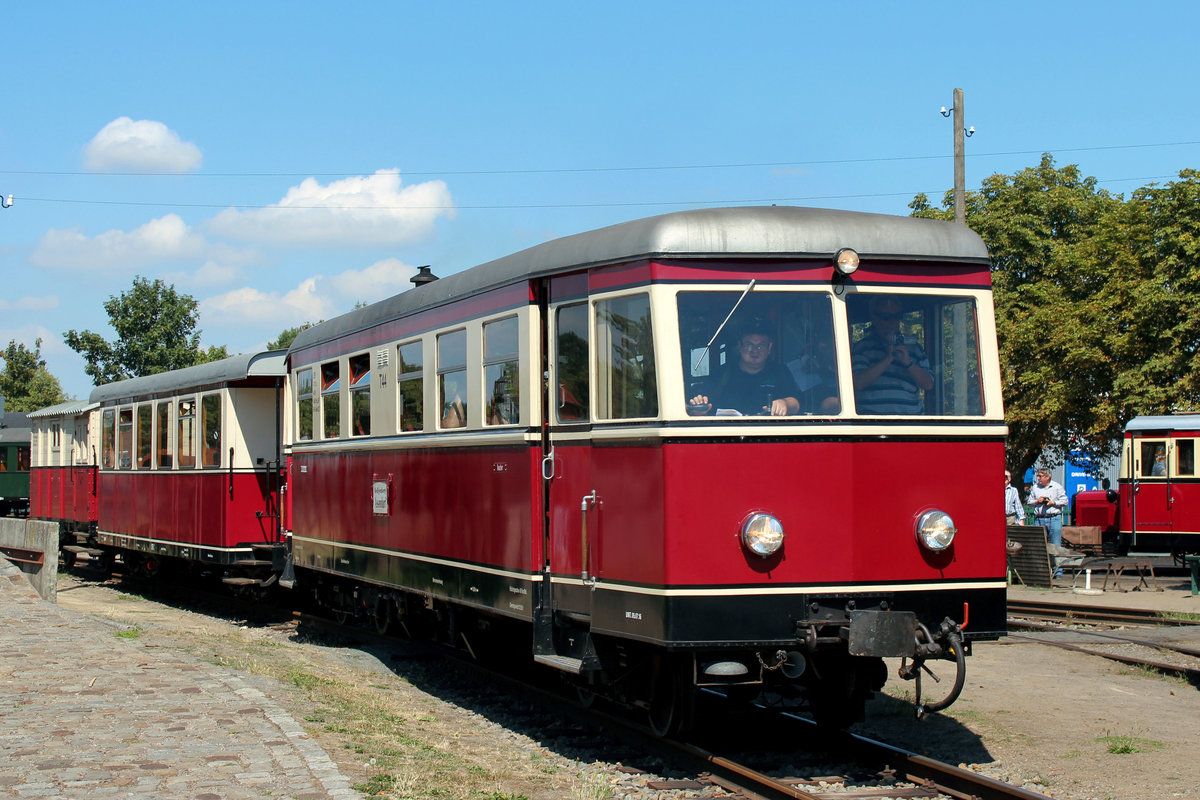 DEV (Deutscher Eisenbahn-Verein e. V. Bruchhausen - Vilsen) - T44 verlässt am 04.08.2018 den Bahnhof in Bruchhausen - Vilsen.