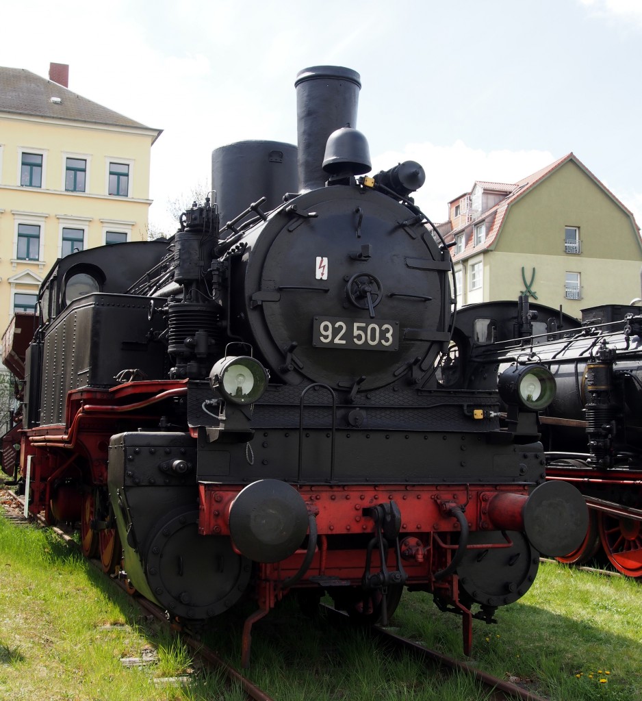 Die 92 503 ist im Bw Dresden Altstadt zum 7. Dampfloktreffen ausgestellt, am 17.04.2015.