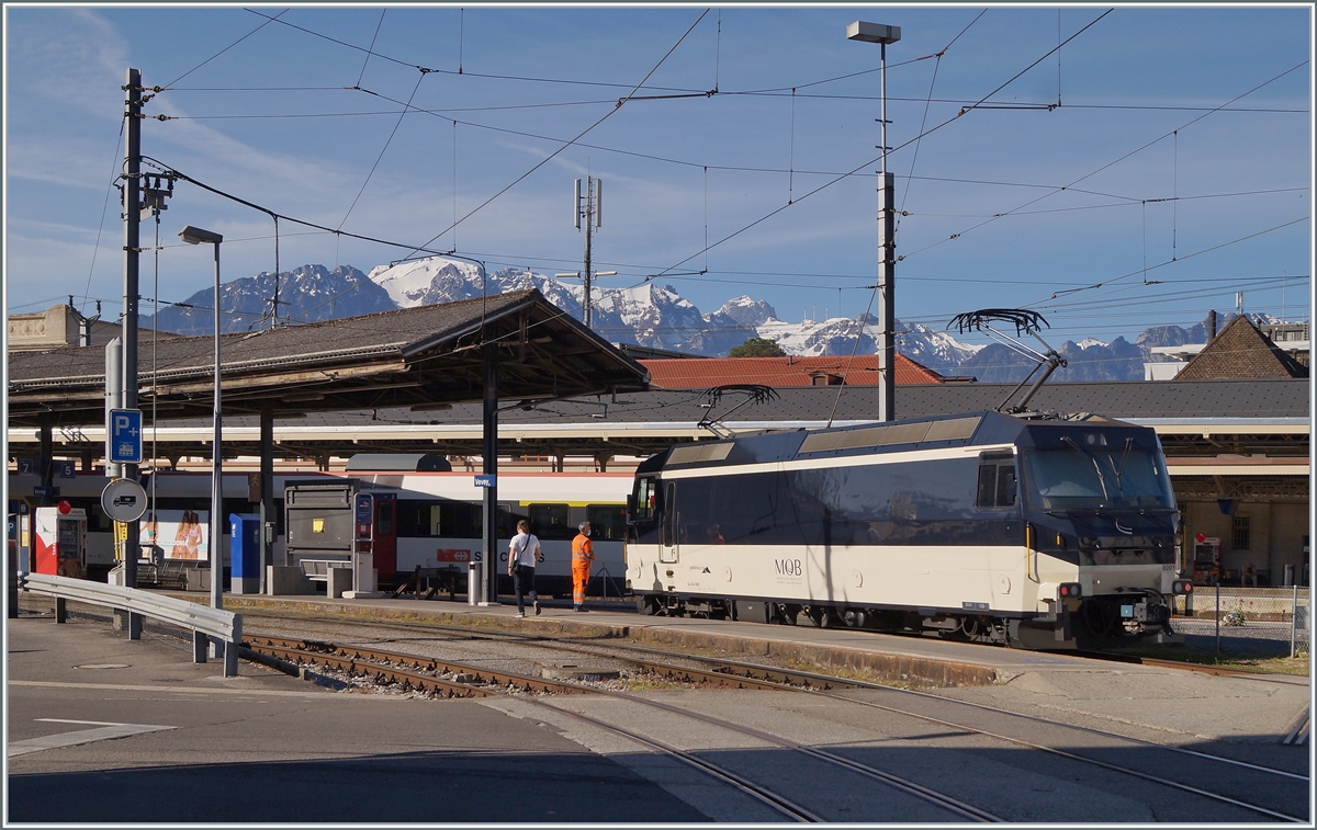 Die MOB Ge 4/4 8001 in Vevey.

28. Mai 2021