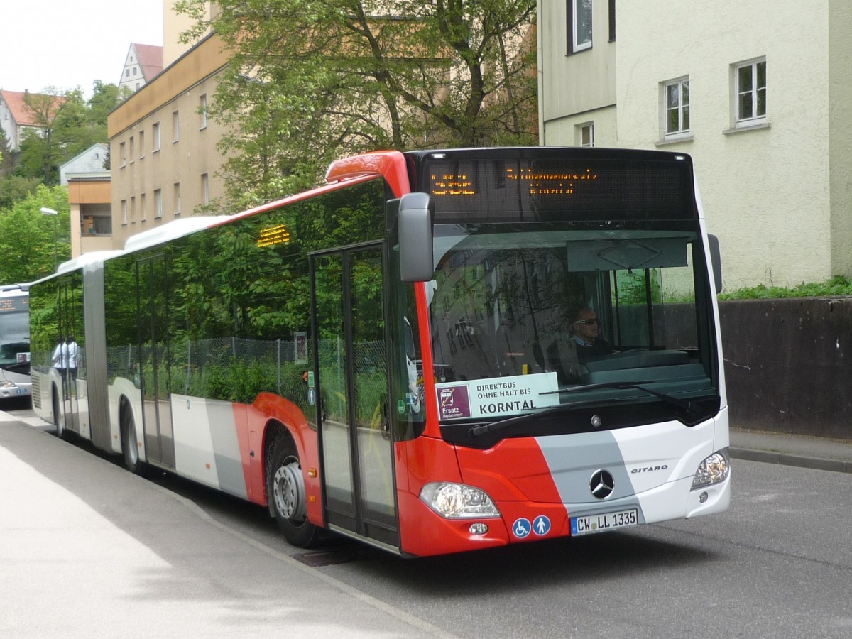 Ein MB-Citaro C2 der Fa. Rexer, aus Calw in Leonberg am Bahnhof.Er wartet auf seinen Einsatz f�rden Schienenersatzverkehr.