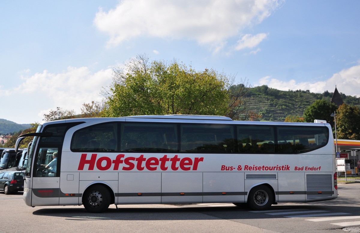 Mercedes Benz Travego von der Bustouristik Hofstetter aus der BRD am 22.August 2014 in Krems.