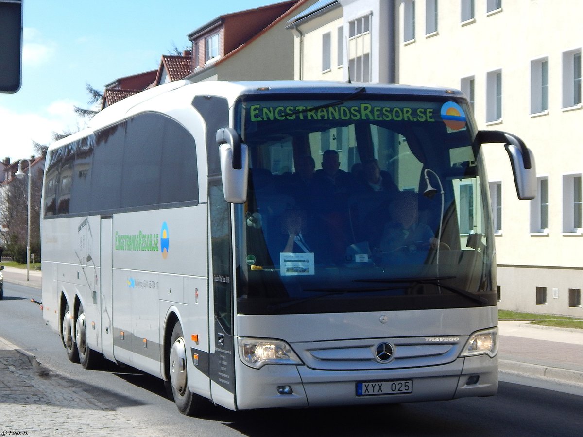 Mercedes Travego von EngstrandsResor.se aus Schweden in Sassnitz.