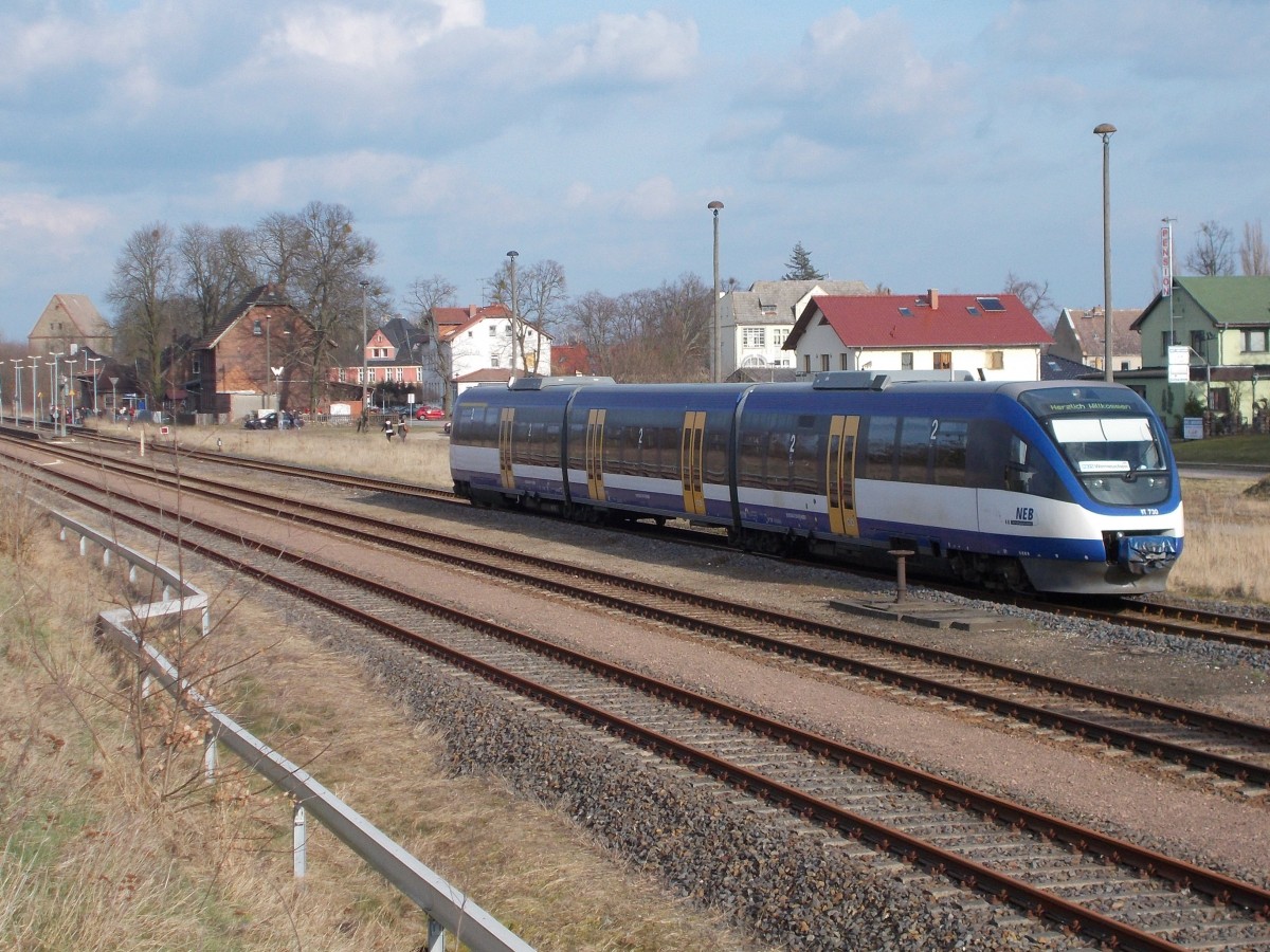 Nach Buckow und Mncheberg ging es fr mich,am 19.Mrz 2016,auch nach Werneuchen,wo ich gerade die Einfahrt vom NEB VT730 in den Bahnhof erwischte.