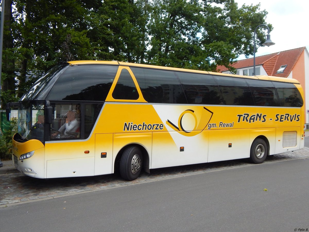 Neoplan Starliner (mit neuer Neoplan Starliner Front) von Trans-Servis aus Polen (ex Postauto Schweiz) in Binz.