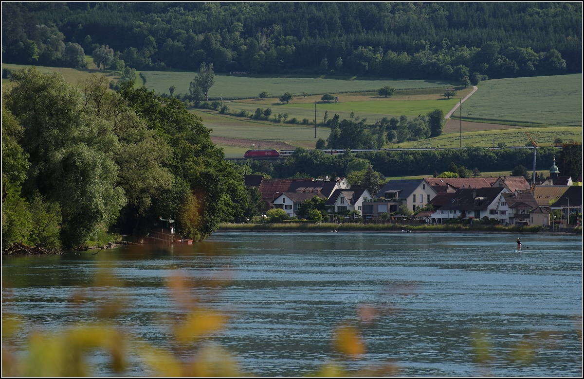 Nicht trivial für den Fotografen, während der Coronakrise Fotos im jeweiligen Nachbarland zu schiessen, aber auch nicht völlig unmöglich. EW IV-Steuerwagen mit IR bei Mumpf. Mai 2020.